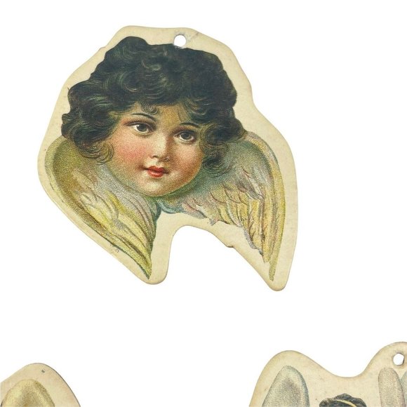 Lot Of 7 Vintage Merrimack 1986 Victorian Style Angel Ornaments Cardboard Cutout - Picture 8 of 12